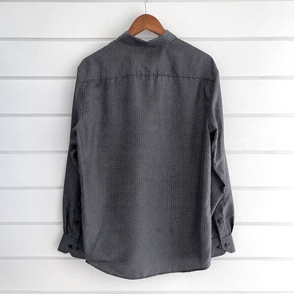 Mens Microfiber Black/White Dot Print Long Sleeve Button Down Shirt Size Medium - Picture 2 of 10